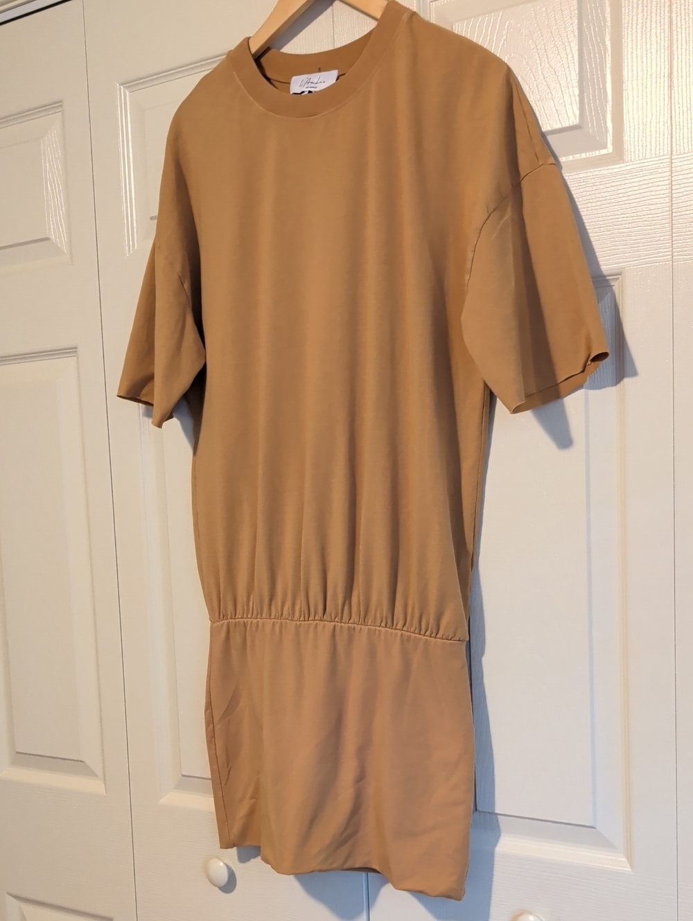 L'Academie Tan Short-Sleeve Mini Dress